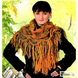 Новую вязаную женскую ажурную косынку с кистями ручная работа п в Новосибирске